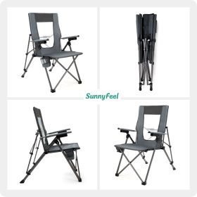 UNNYFEEL  Outdoor Reclining Camping Chairs Adjustable 3 Position Foldable Heavy Duty Adults 300 LBS Capacity For Adults Lounge With Cup Holder, Foldin (Color: Grey)