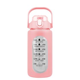 Glass Water Bottle Sports Water Bottle Motivational Water Bottle Water Intake Tracker Bottle with Straw Time Marker Silicone Sleeve Handle for Gym Wor (Capacity: 32OZ, Color: Pink)