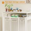 43.3 inch Dog Crate Furniture for Large Dogs,Wooden Dog Crate with Divider,Double Door Dog Kennel with Three Drawers Storages,Heavy Duty Dogs Decorati
