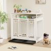 43.3 inch Dog Crate Furniture for Large Dogs,Wooden Dog Crate with Divider,Double Door Dog Kennel with Three Drawers Storages,Heavy Duty Dogs Decorati