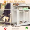 43.3 inch Dog Crate Furniture for Large Dogs,Wooden Dog Crate with Divider,Double Door Dog Kennel with Three Drawers Storages,Heavy Duty Dogs Decorati